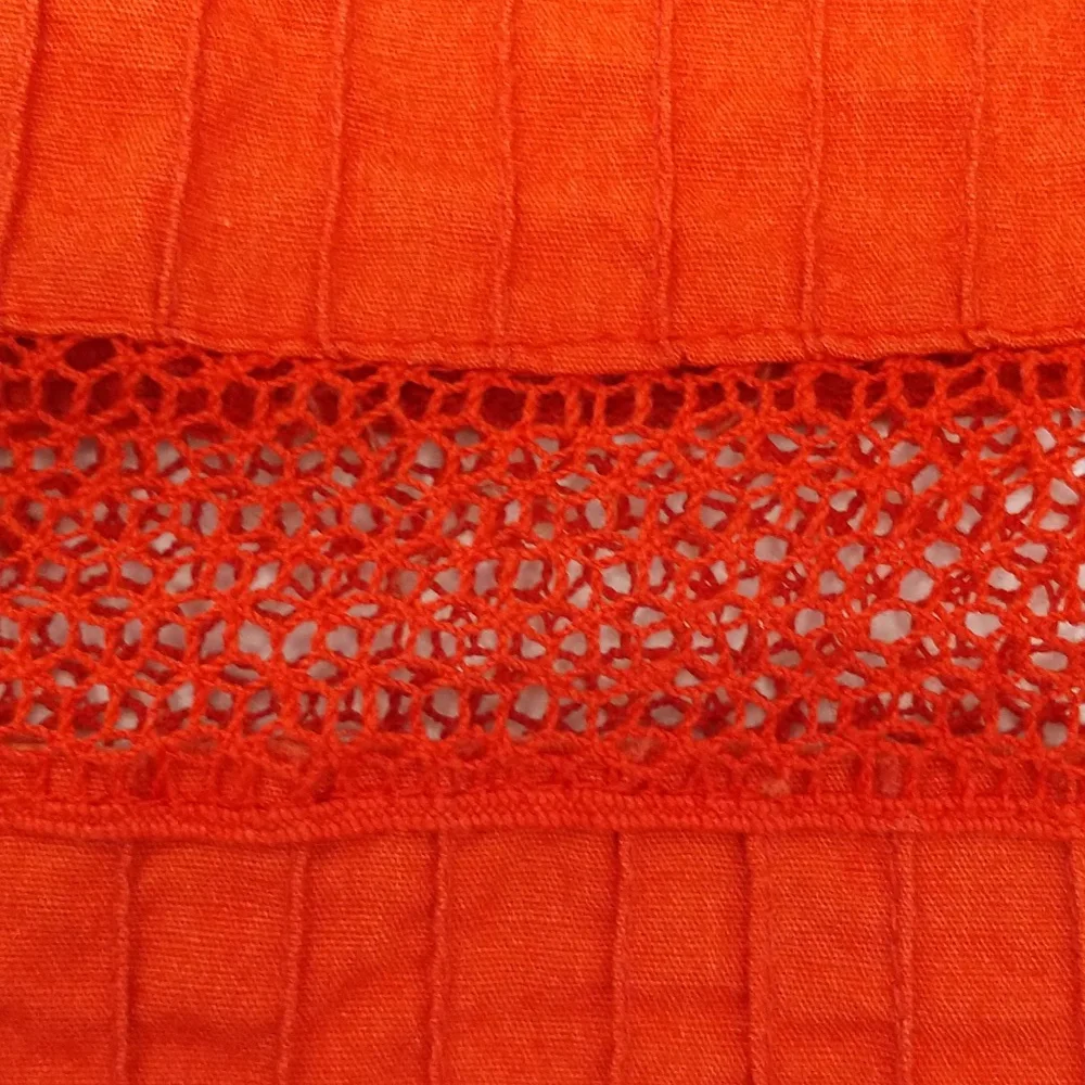 Red Mexican Wedding Dress Delicate Cotton Crochet 59" Long Traditional Fem Maxi - Picture 12 of 14